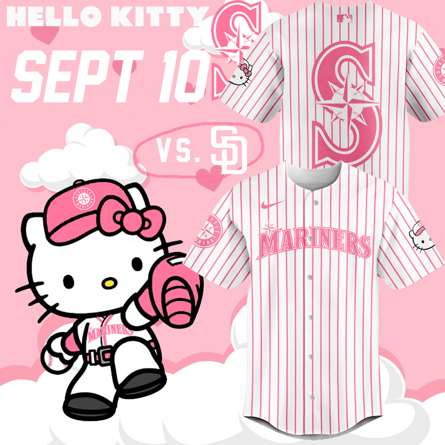 Hello Kitty Night September 10th Jersey Gift Ideas For Baseball Players