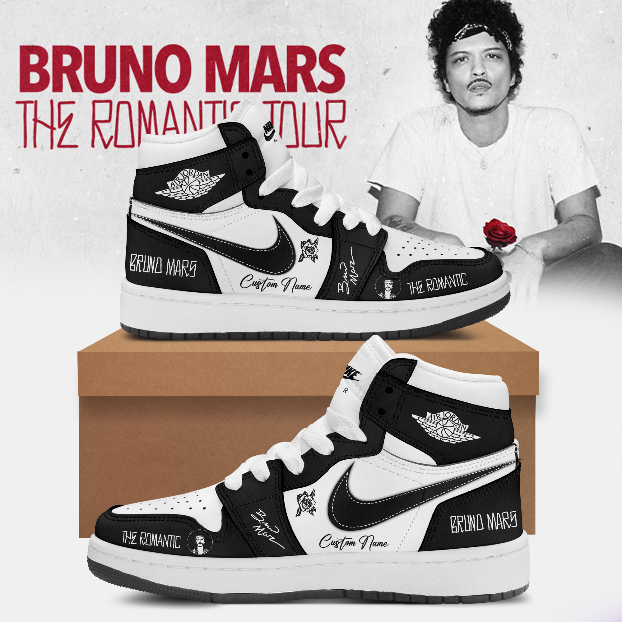 Hello Kitty X Bruno Mars Shoes The Romantic World Tour Merchandise Gift For Women