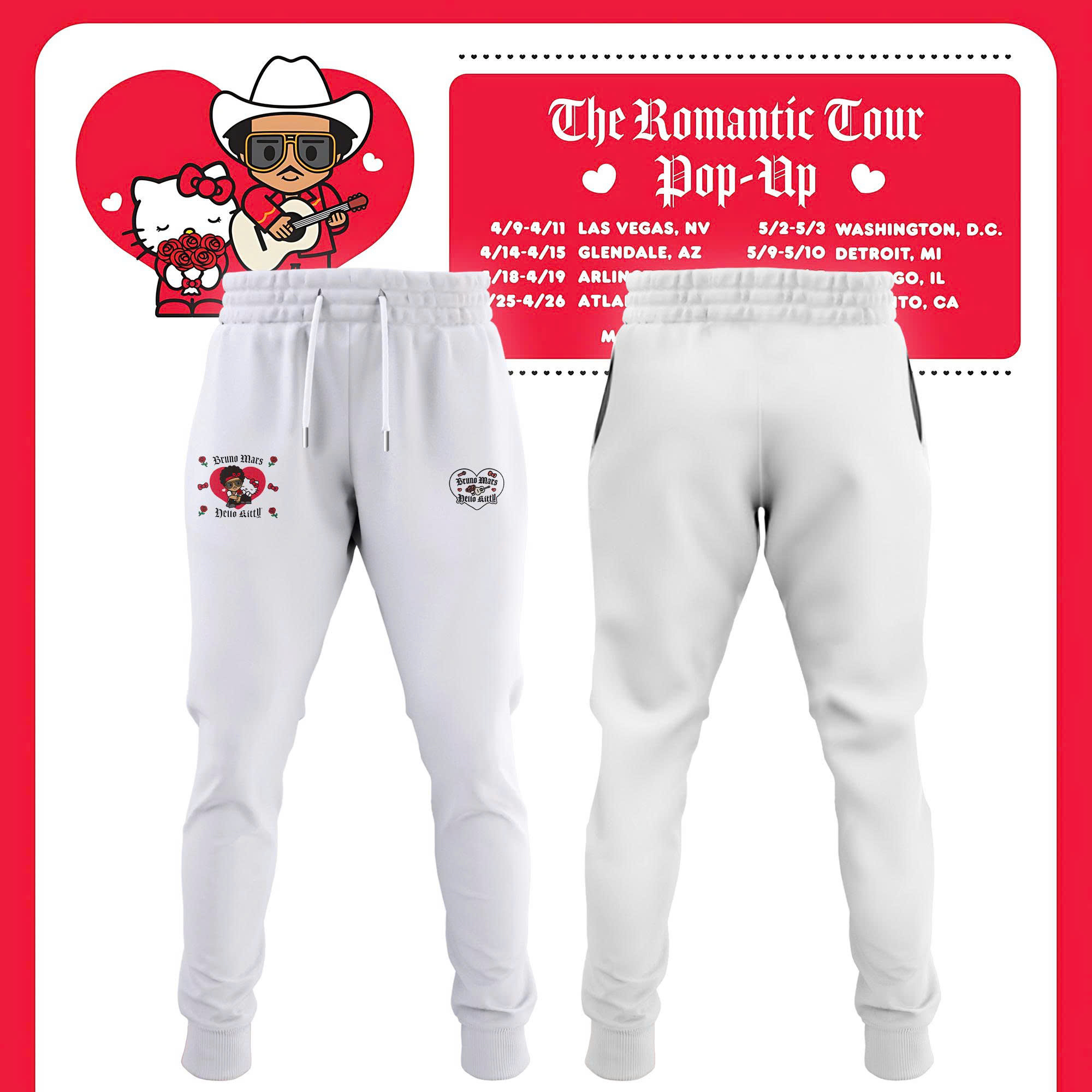 Hello Kitty X Bruno Mars Sweatpant Bruno Mars X Hello Kitty Clothes Gift For Teen Girls