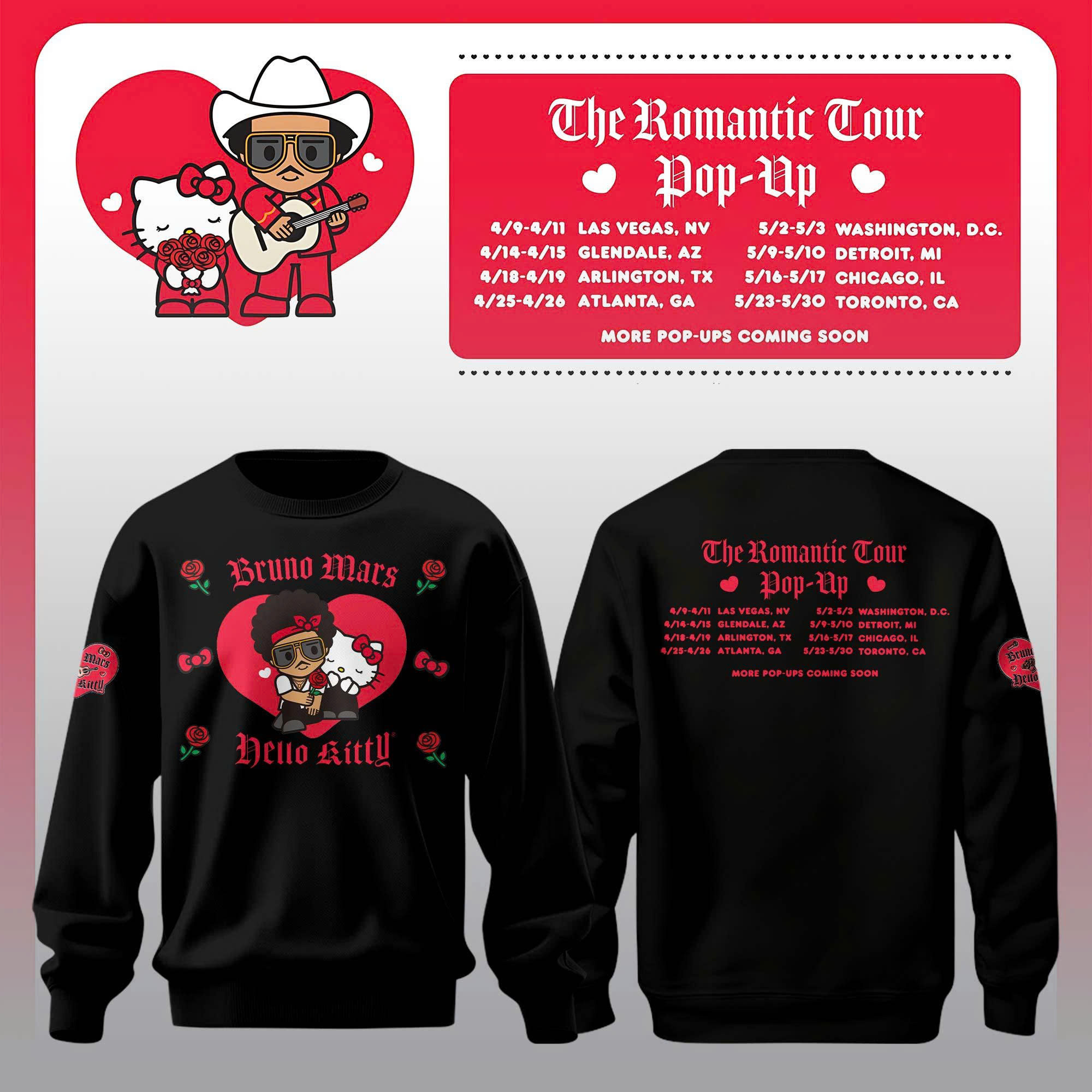 Hello Kitty X Bruno Mars Sweatshirt Bruno Mars X Hello Kitty Clothes Gift For Dance Lovers