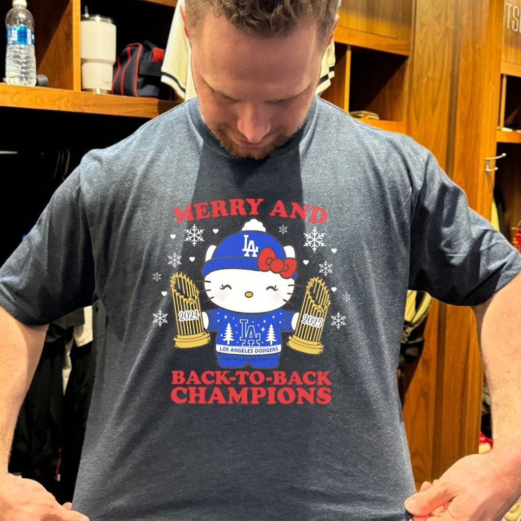 Hello Kitty X Los Angeles Dodgers Merry And Back To Back Champion 2024 2025 T Shirt