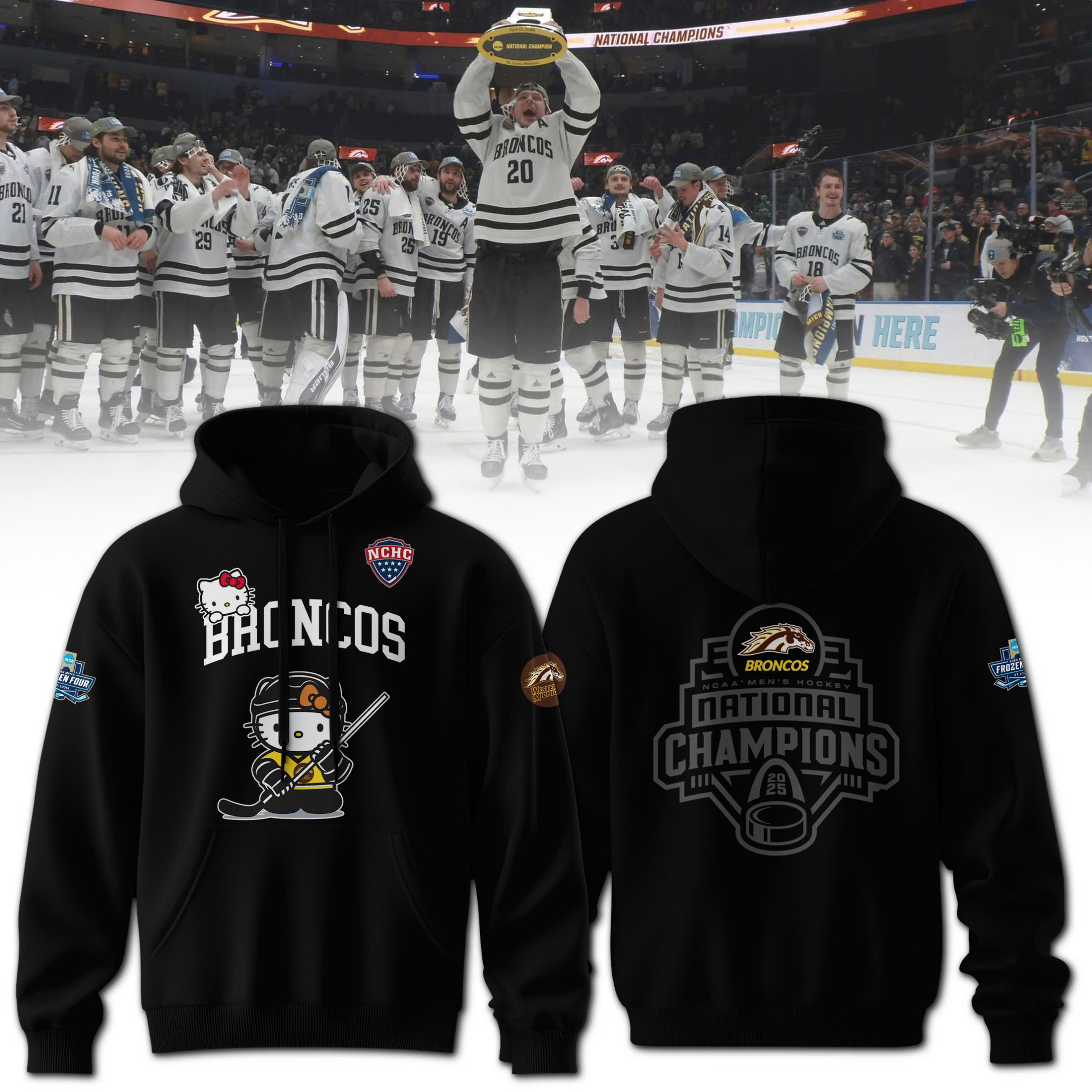 Hello Kitty x Western Hockey Club 2025 NCAA Division Hoodie Best Gifts For Hockey Lovers