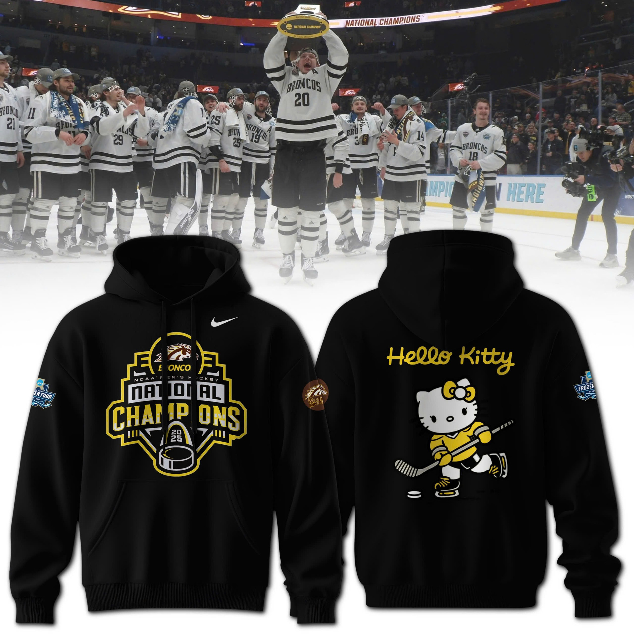 Hello Kitty x Western Hockey Club 2025 NCAA Division Hoodie NHL Gifts For Fans