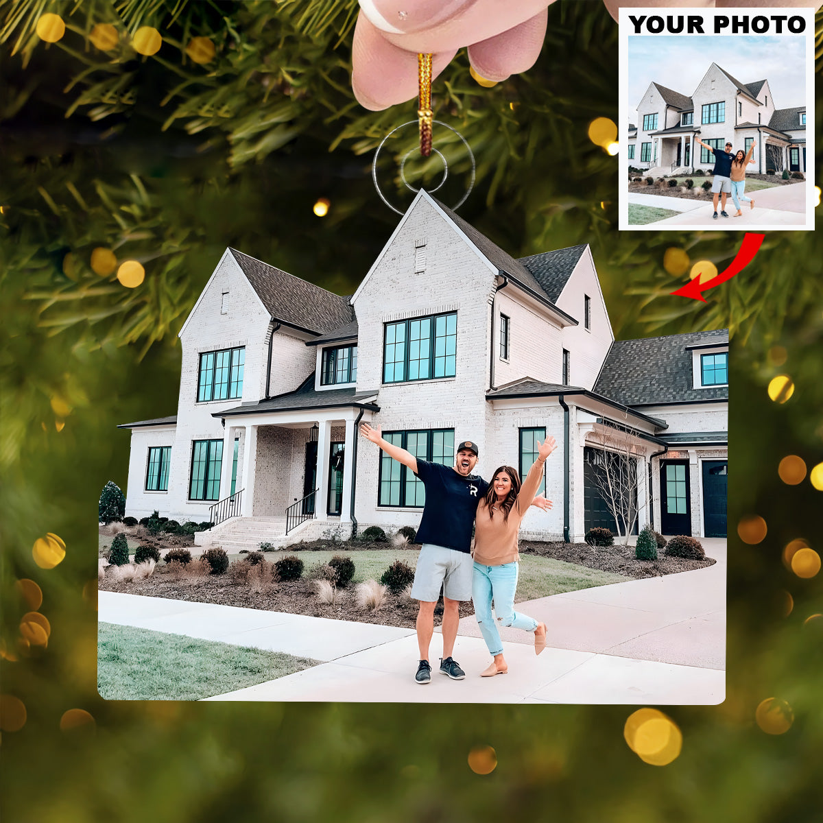 Hello New Home Personalized Photo Mica Ornament Christmas Gift For Family Members