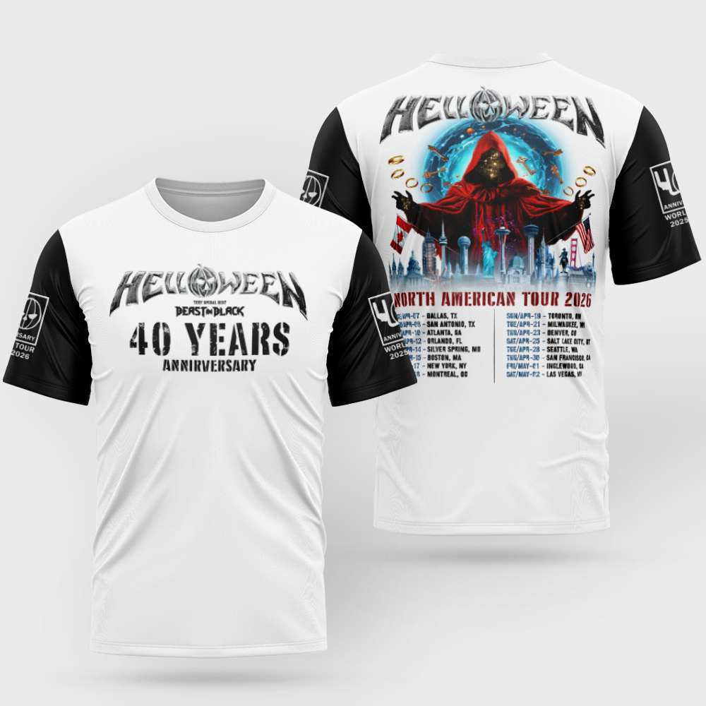 Helloween 1986 - 2026 Anniversary Merch Helloween 40 Years Anniversary Tour T-Shirt Music Fan Gift