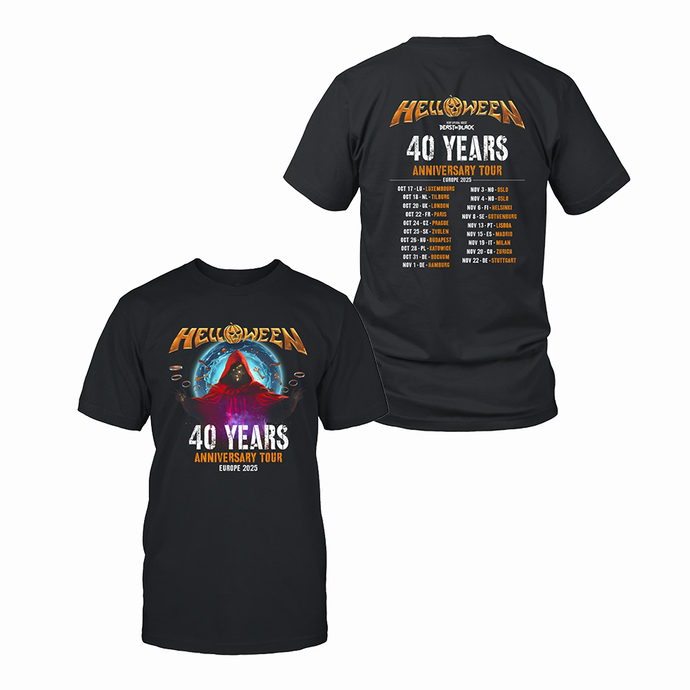 Helloween 40 Years Anniversary Tour 2025 T-Shirt Power Metal Concert Apparel Gift For Fans