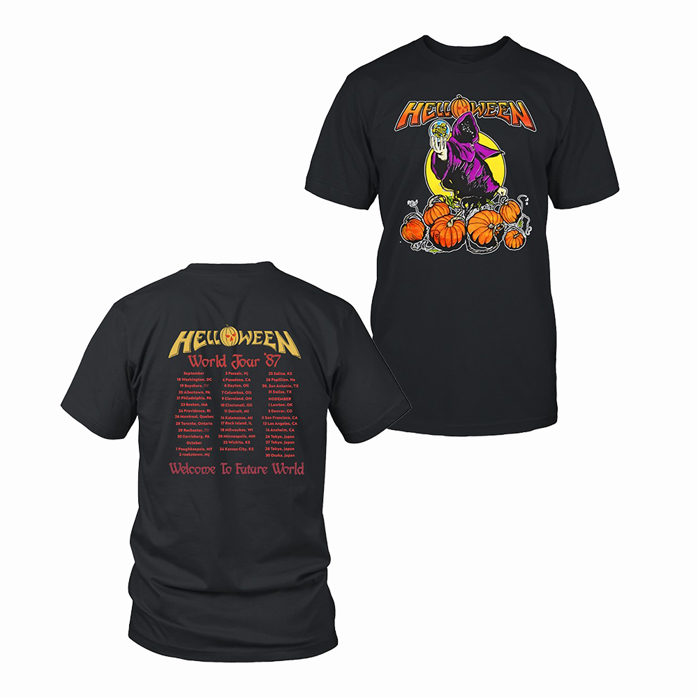 Helloween 40th Anniversary Merch Helloween World Tour 87 T-Shirt Gift For Music Lovers