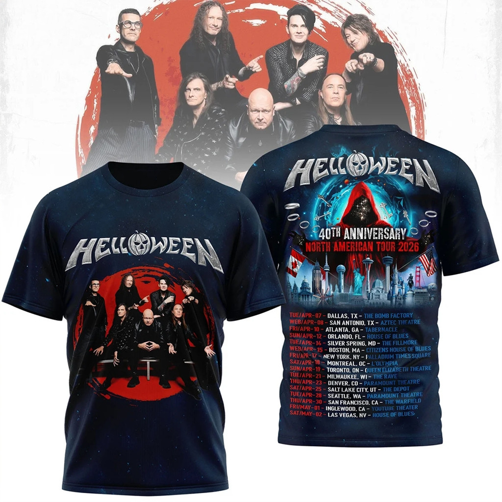 Helloween 40Th Anniversary North American Tour 2026 Shirt Helloween Merch Gifts For Music Fans