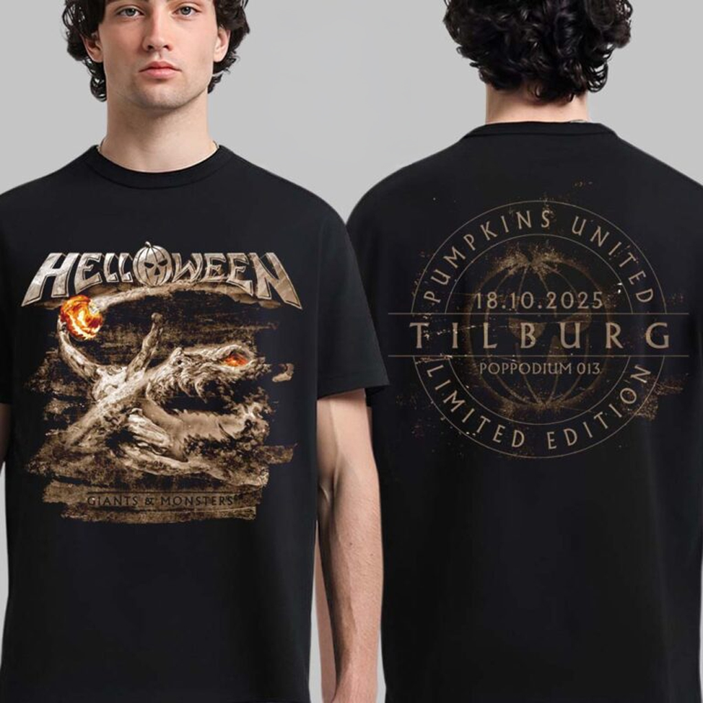 Helloween Giants And Monsters Tour 2025 Vintage Orange Pumpkin Tilburg At Poppodium 013 On November 18 2025 T-Shirt Helloween Giants And Monsters Tour 2025 Vintage Orange Pumpkin Tilburg At Poppodium 013 On November 18 2025 T-Shirt