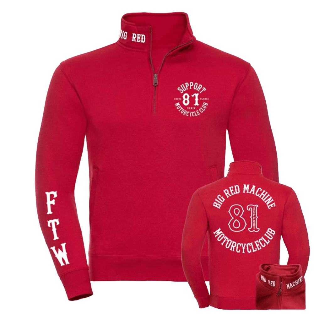 Hells Angels Support 81 World Half Zip Jacket Big Red Machine Motorcycleclub Support 81Jacket