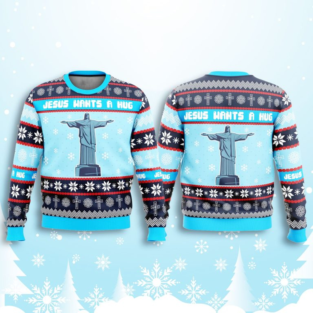 Hellsing Jesus Wants a Hug Ugly Christmas Sweater Best Christmas Gifts For Boyfriend Hellsing Jesus Wants a Hug Ugly Christmas Sweater Best Christmas Gifts For Boyfriend