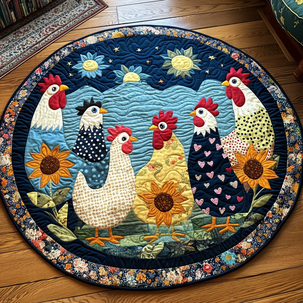 Hen Haven Quilted Round Mat Entryway Christmas Decor Ideas Best Gifts For Chicken Lovers