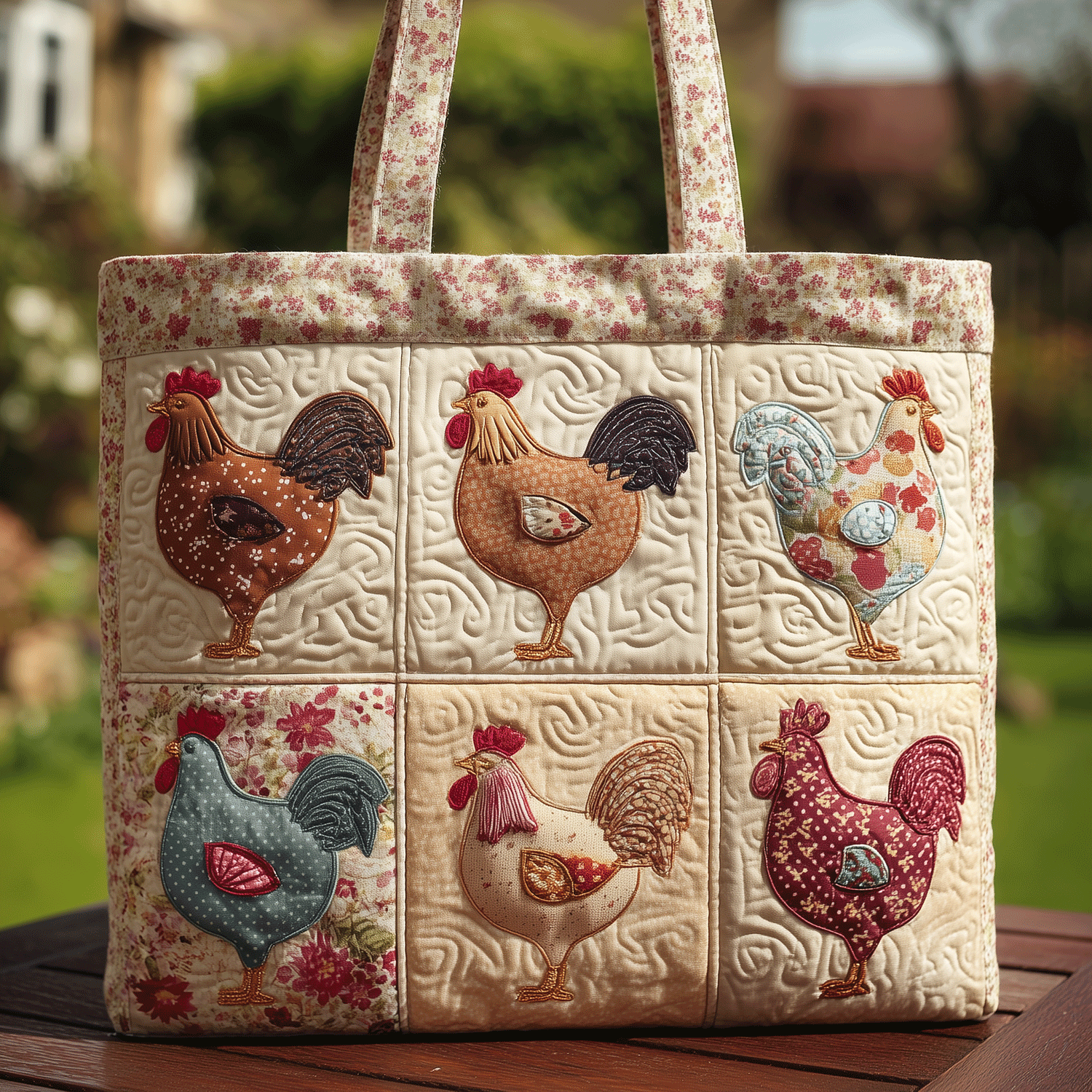 Hen House Chic Quilted Tote Bag Gifts For An Old Farmer