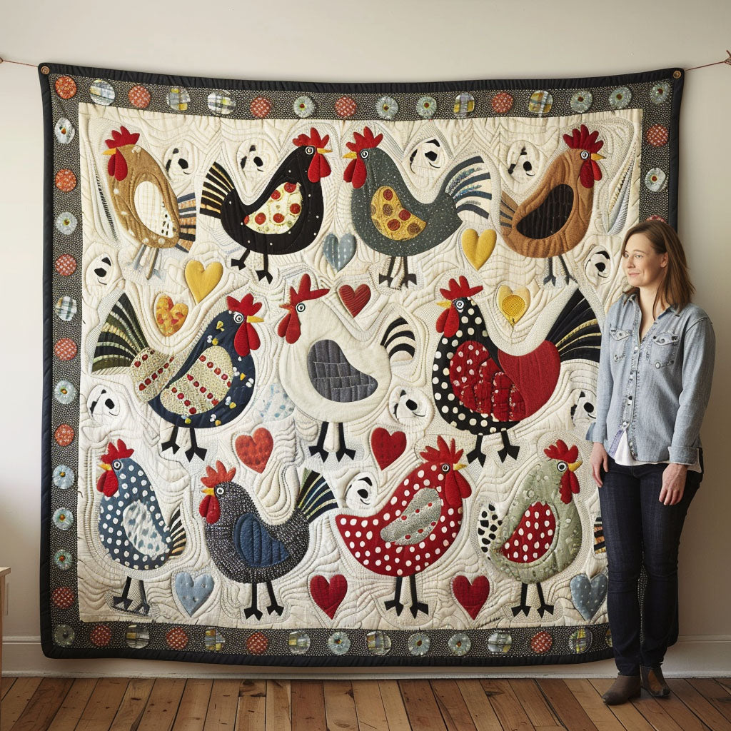 Hen House Harmony Quilted Blanket Gifts For Chicken Owners