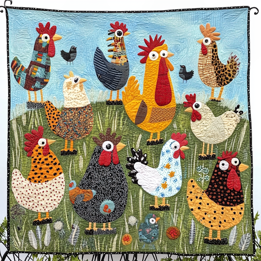 Hen House Harmony Quilted Blanket Presents For Chicken Love