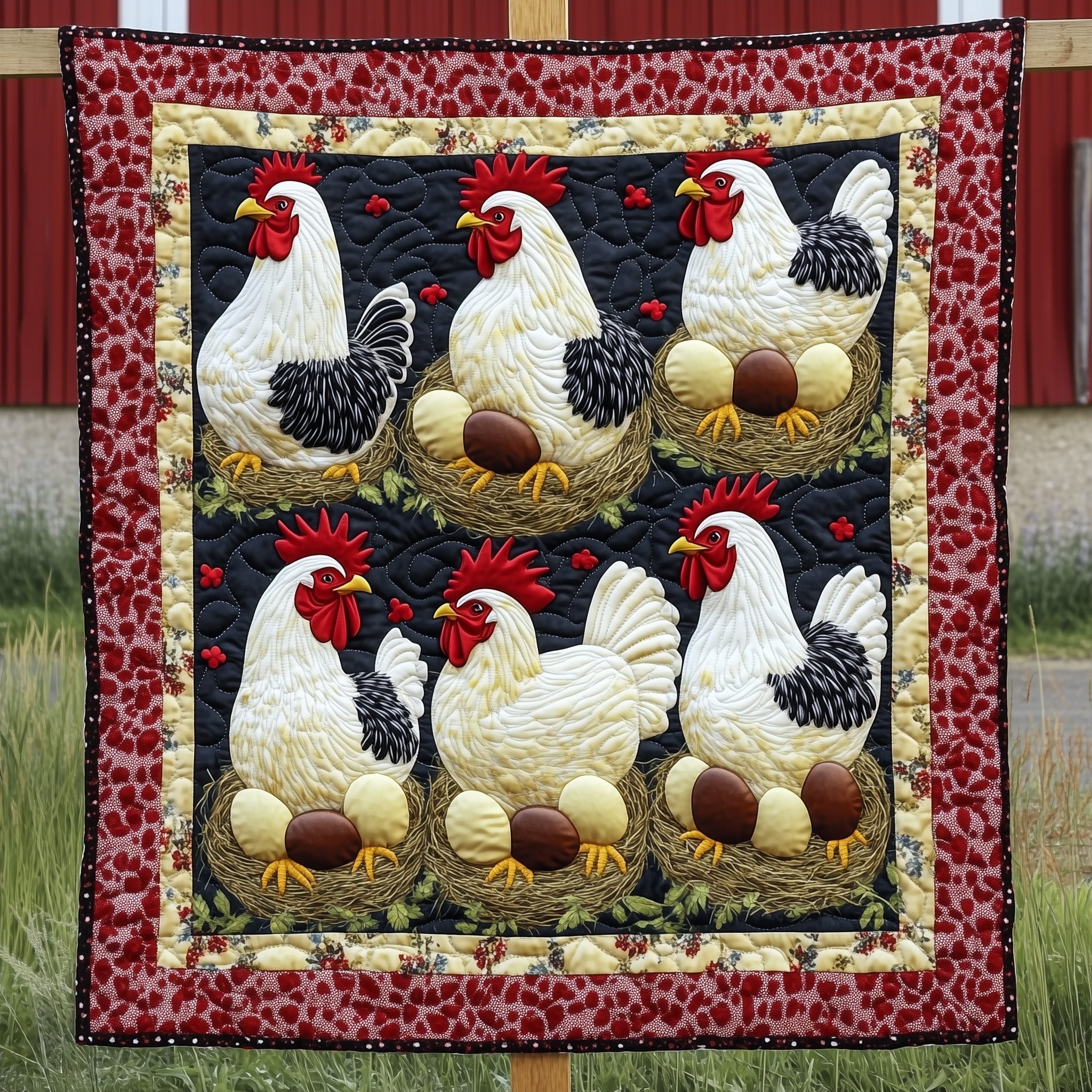 Hen House Quilted Blanket Soft And Warm Farm Blanket Presents For Chicken Lovers And Farmers