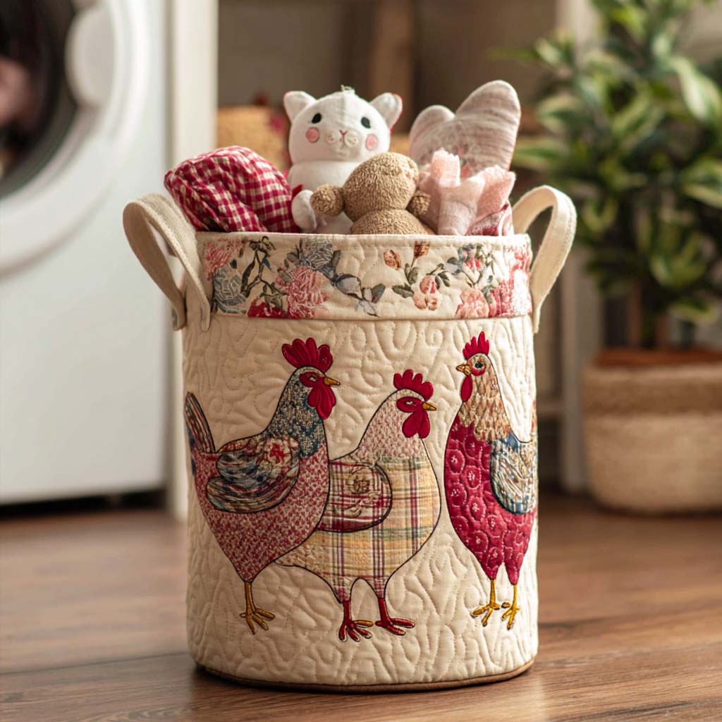 Hen Party Quilted Laundry Basket Gift Idea For Busy Families