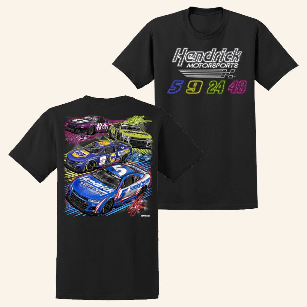 Hendrick Motorsports Merch Hendrick Motorsports 2025 4 Car T-Shirt Gifts For Boyfriend Hendrick Motorsports Merch Hendrick Motorsports 2025 4 Car T-Shirt Gifts For Boyfriend