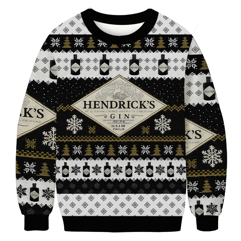 Hendrick's Gin Christmas Ugly Sweatshirt Holiday Lounge Wear Top Gift Ideas Hendrick's Gin Christmas Ugly Sweatshirt Holiday Lounge Wear Top Gift Ideas