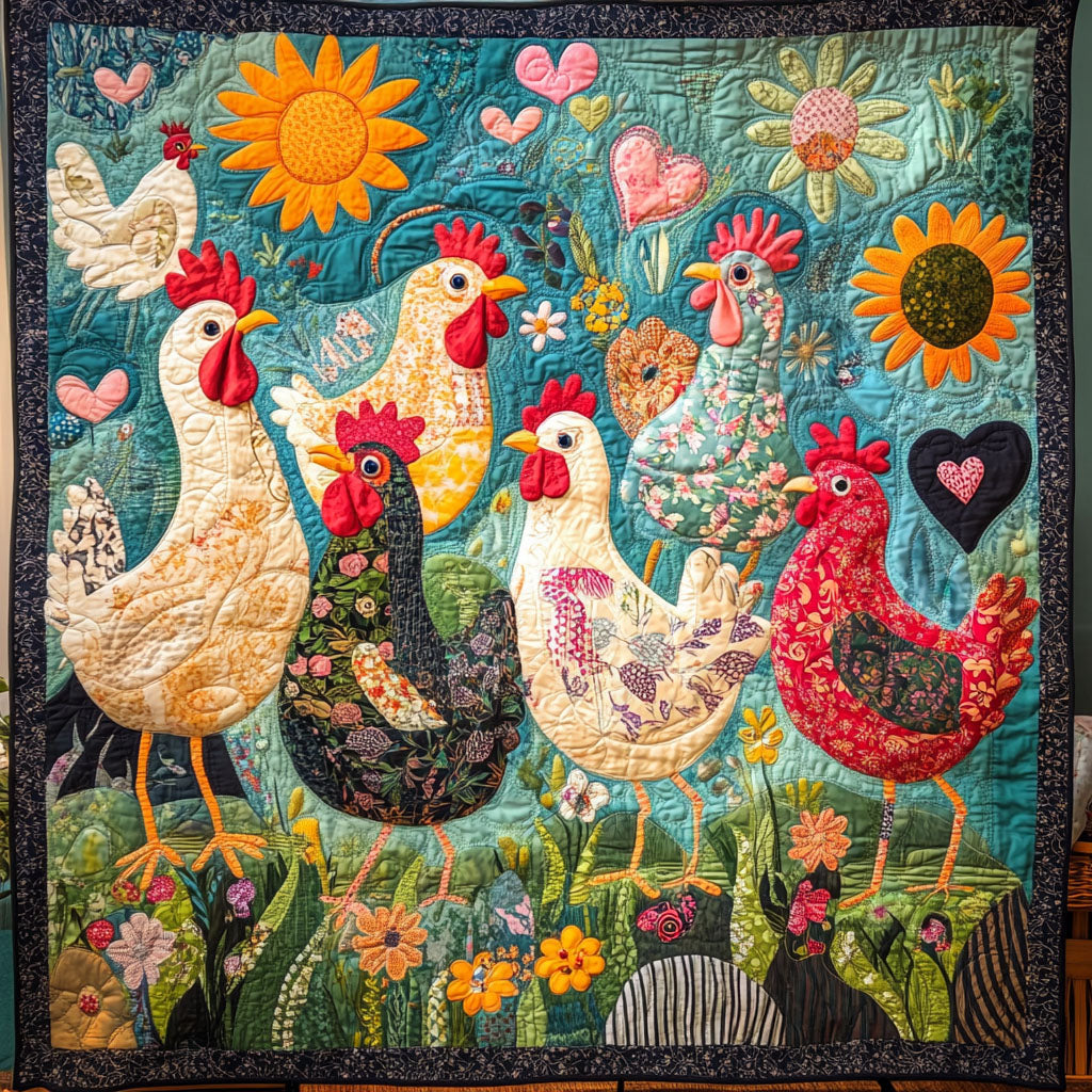 Henhouse Harmony Quilted Blanket Presents For Chicken Love