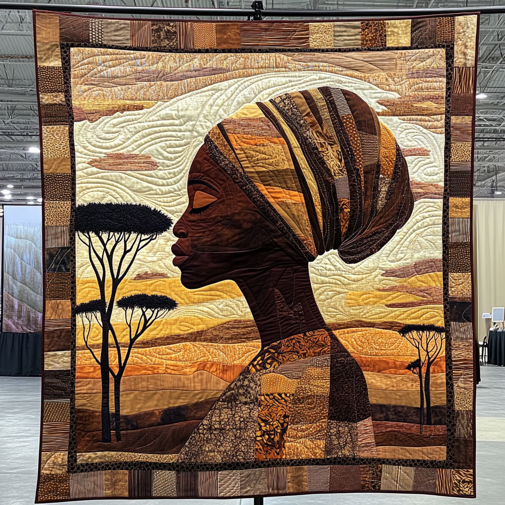 Her Enduring Under Sunset Quilt Blanket African Art Throw Blanket Gifts For Native American