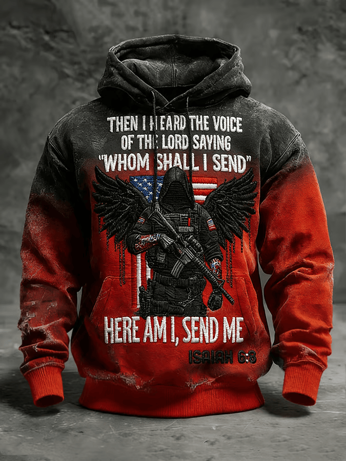 Here Am I Send Me Hoodie Patriotic Hoodies For Men Patriotic Gifts For Veterans