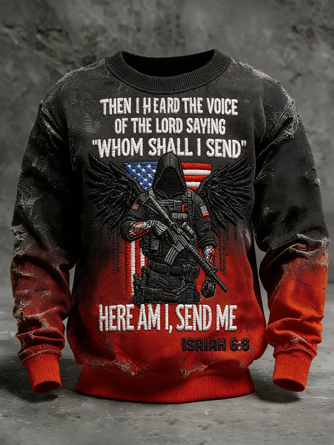 Here Am I Send Me Isaiah 6 8 Sweatshirt USA 250Th Anniversary Patriotic Christian Apparel Here Am I Send Me Isaiah 6 8 Sweatshirt USA 250Th Anniversary Patriotic Christian Apparel