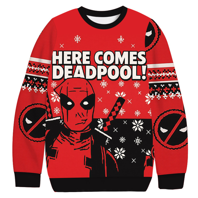 Here Comes Deadpool Christmas Ugly Sweatshirt Festive Xmas Winter Sweater Gift Ideas Here Comes Deadpool Christmas Ugly Sweatshirt Festive Xmas Winter Sweater Gift Ideas