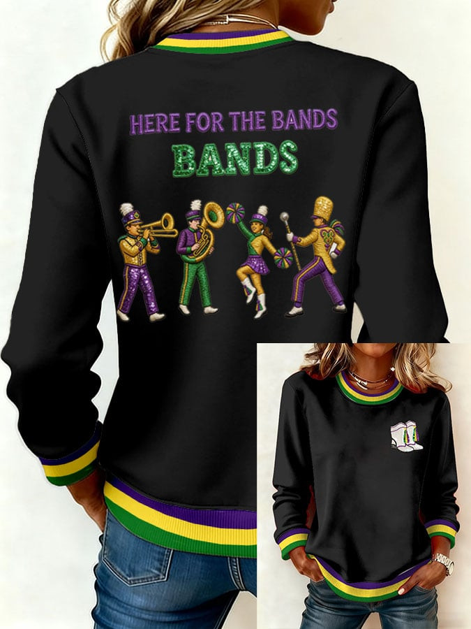 Here For The Bands Mardi Gras Sweatshirt New Orleans Mardi Gras Clothes Festival Sweatshirt