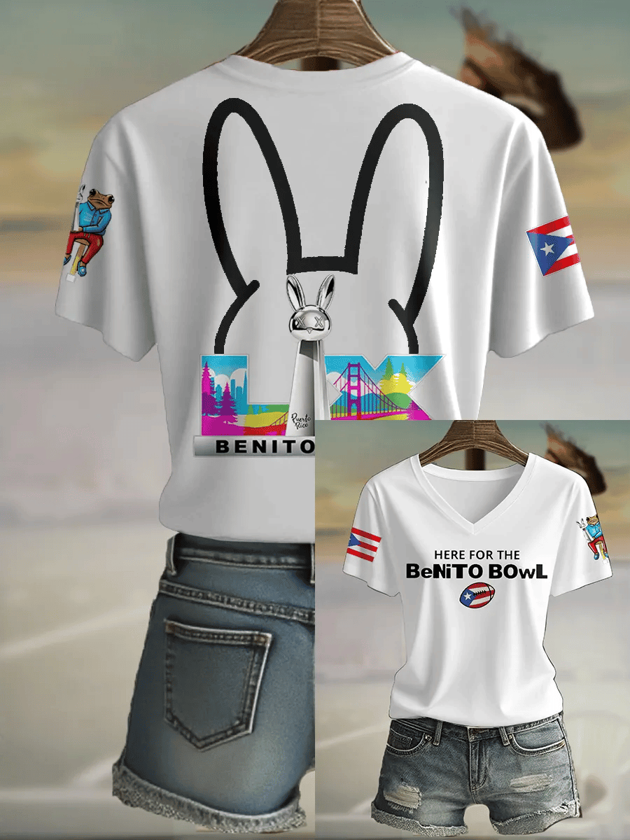 Here For The Benito Biwl V-Neck Shirt Super Bowl LX Shirt Gift Ideas For Wife