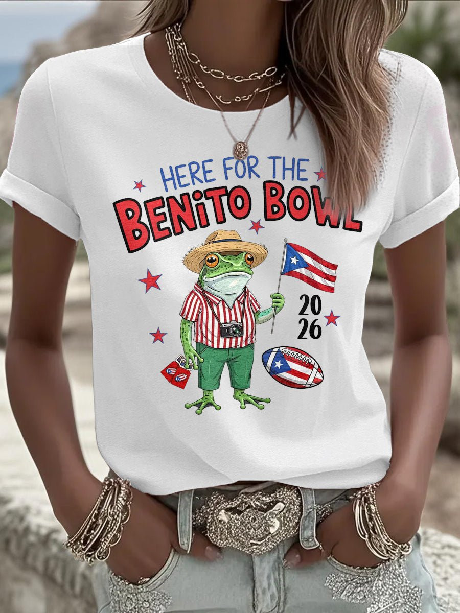 Here For The Benito Bowl 2026 T-Shirt Bad Bunny Frog Merch Gifts For Girlfriend