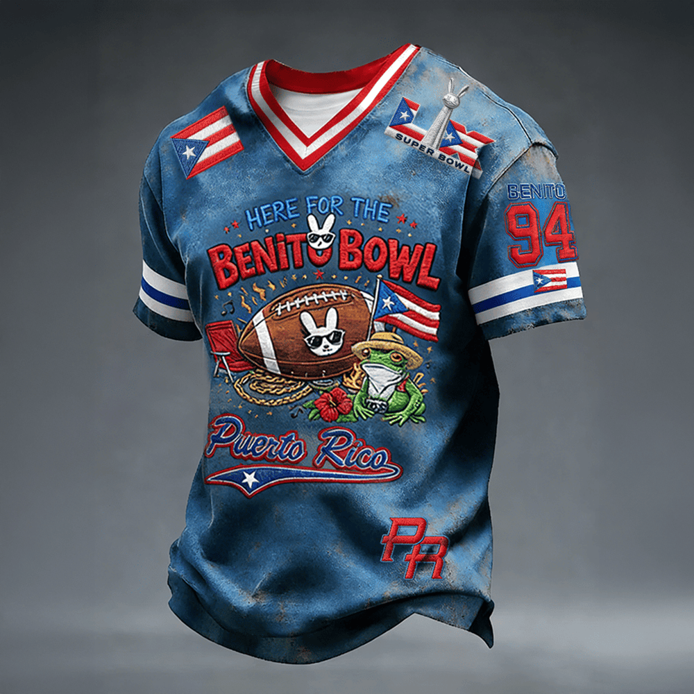 Here For The Benito Bowl 94 Vintage V-Neck Shirt Puerto Rico Shirt Bad Bunny Fan Gifts