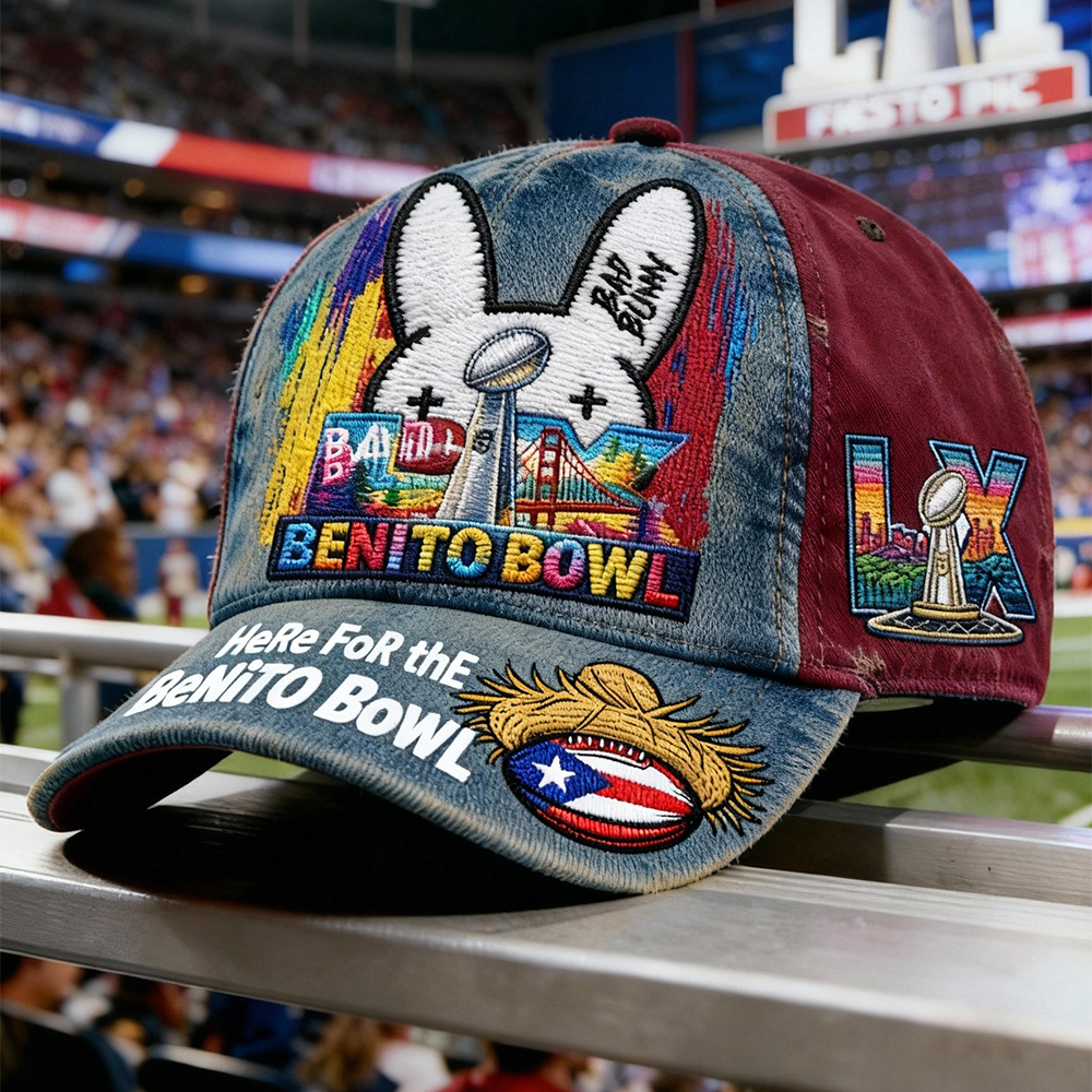 Here For The Benito Bowl Hat Bad Bunny Super Bowl Halftime Show 2026 Baseball Cap