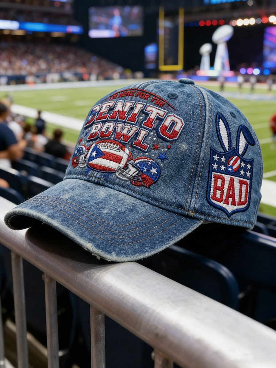 Here For The Benito Bowl Hat Bad Bunny Super Bowl Merch 2026 Game Day Hat Embroidered