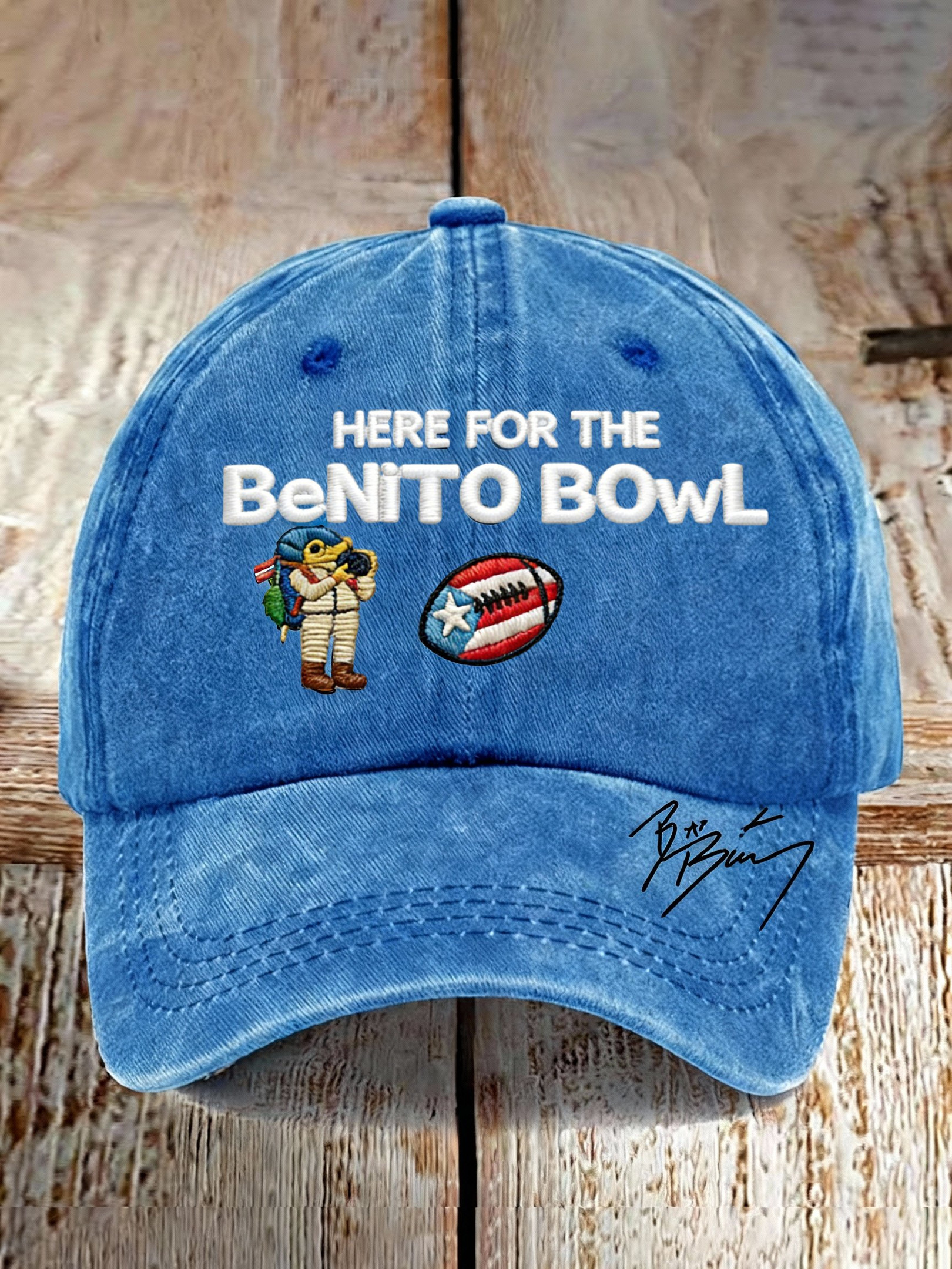 Here For The Benito Bowl Hat Bad Bunny Super Bowl Merch 2026 Puerto Rican Football Hat Embroidered