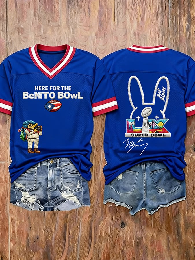 Here For The Benito Bowl Super Bowl V-Neck Shirt Signature Gifts For Girlfriend