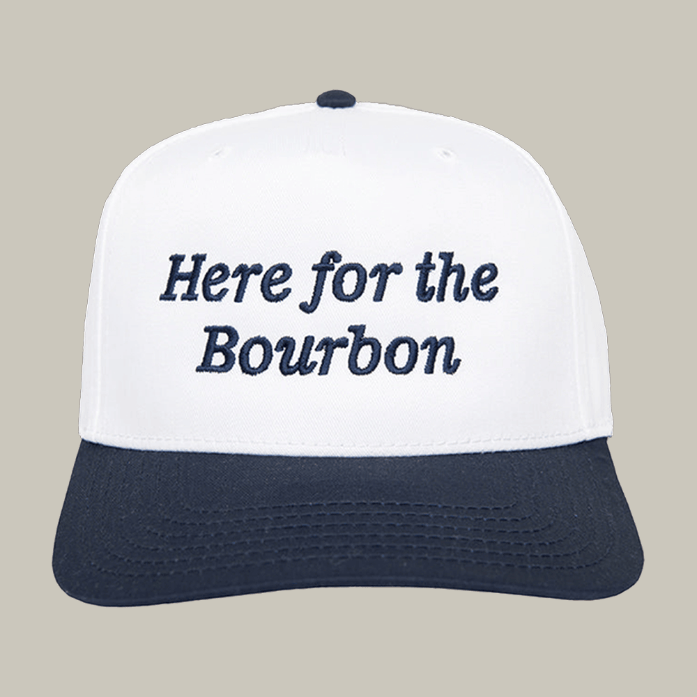 Here For The Bourbon Two Toned Hat Katydid Cap Humorous Gift Ideas