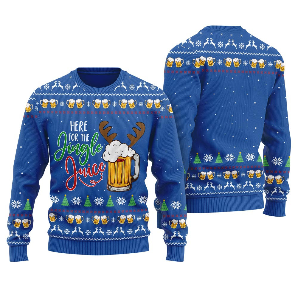 Here For The Jingle Juice Ugly Christmas Sweater Festive Sweatshirt for Christmas Celebrations