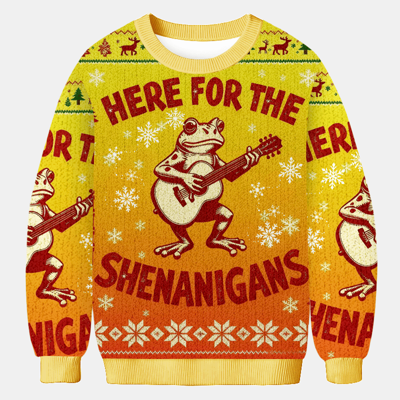 Here For The Shenanigans Christmas Ugly Sweater Winter Apparel Christmas Gift For Him
