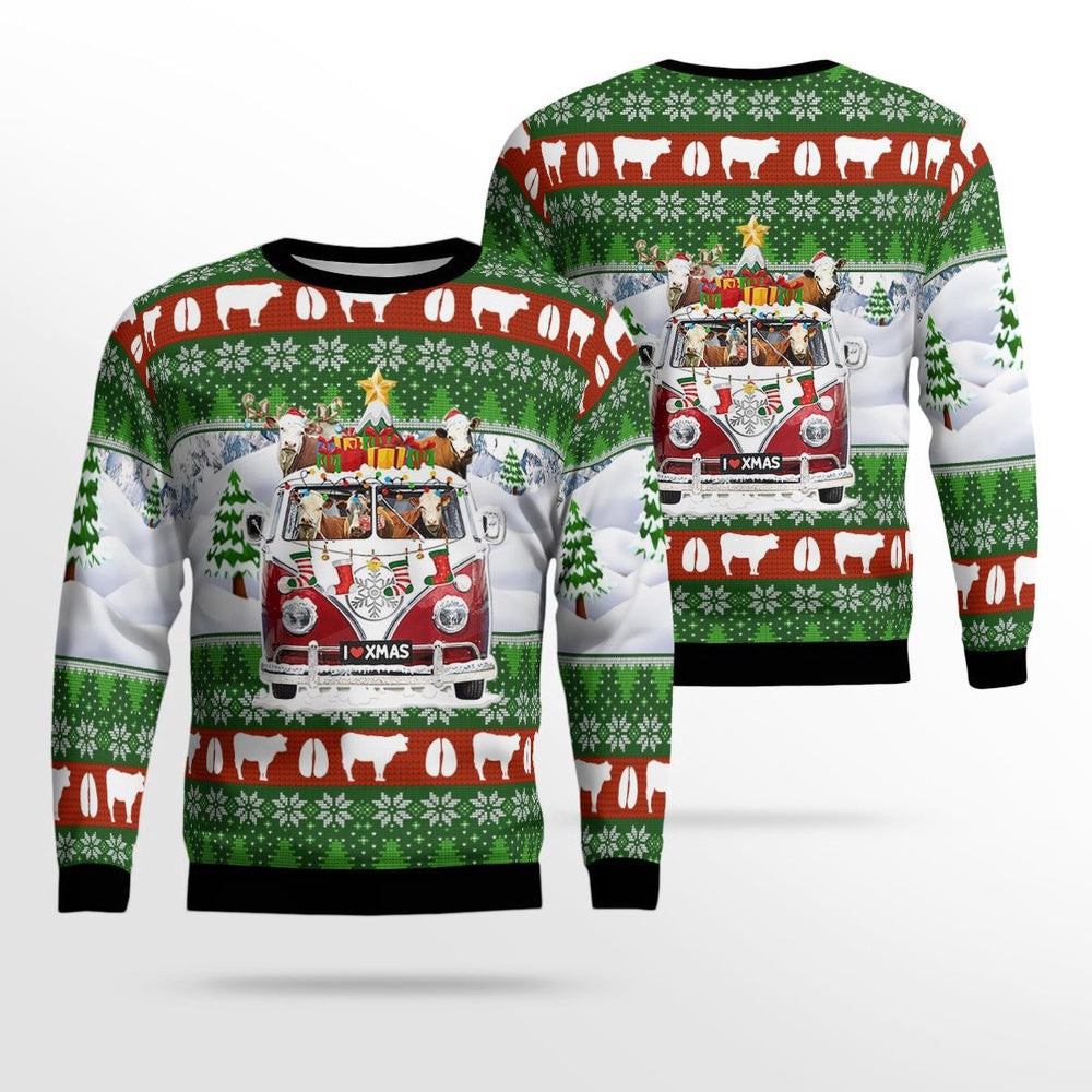 Hereford Cattle Christmas Ugly Sweater Xmas Unisex Sweater Christmas Gifts For Men Women