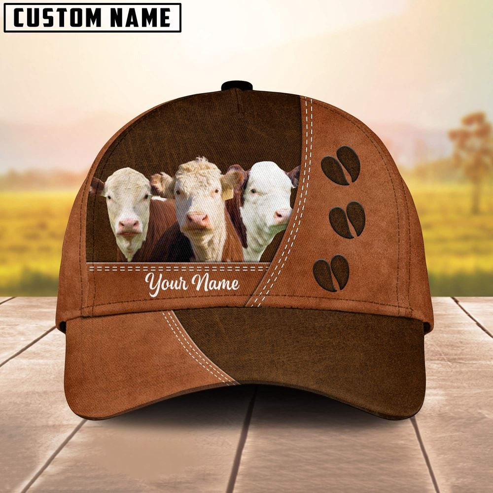 Hereford Cattle Customized Name Cap Farm Cap Farmer Baseball Cap Gift For Farmer