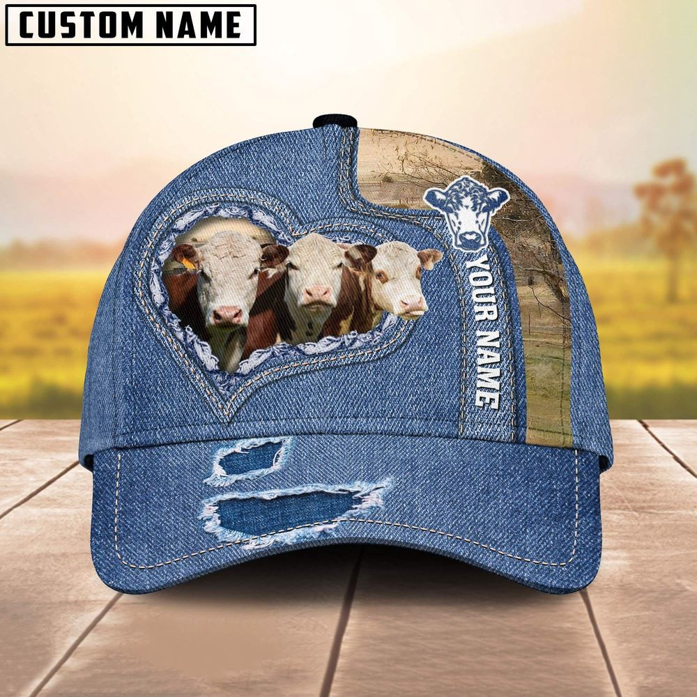 Hereford Customized Name Denim Cap Farm Cap Farmer Baseball Cap Gift For Farmer