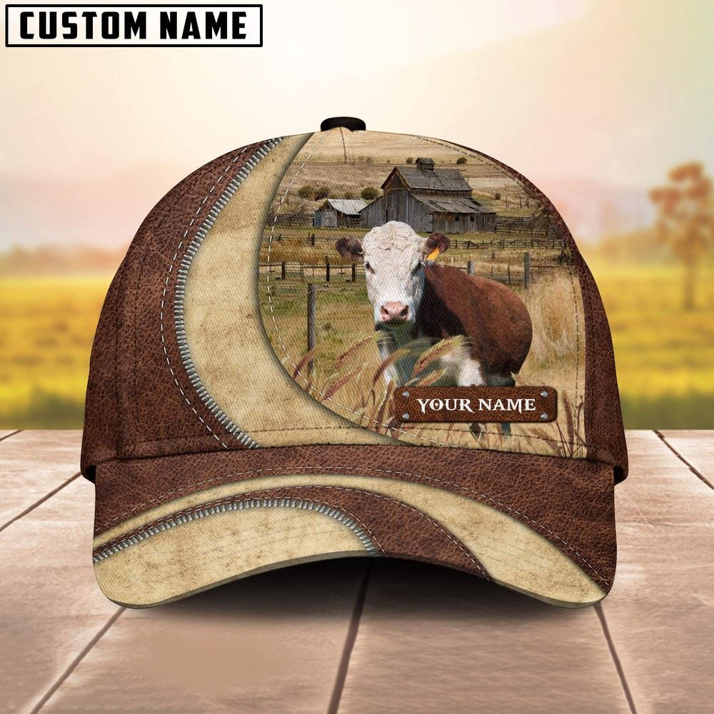 Hereford Customized Name Farm Barn Cap Farm Cap Farmer Baseball Cap Gift For Farmer