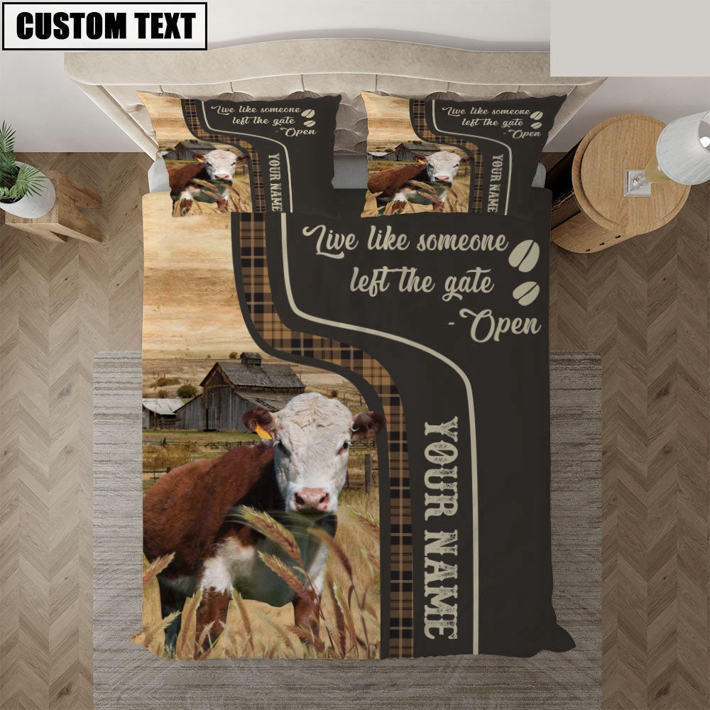 Hereford Like Someone Left The Gate Open Customized Name Bedding Set  Anniversary Gifts