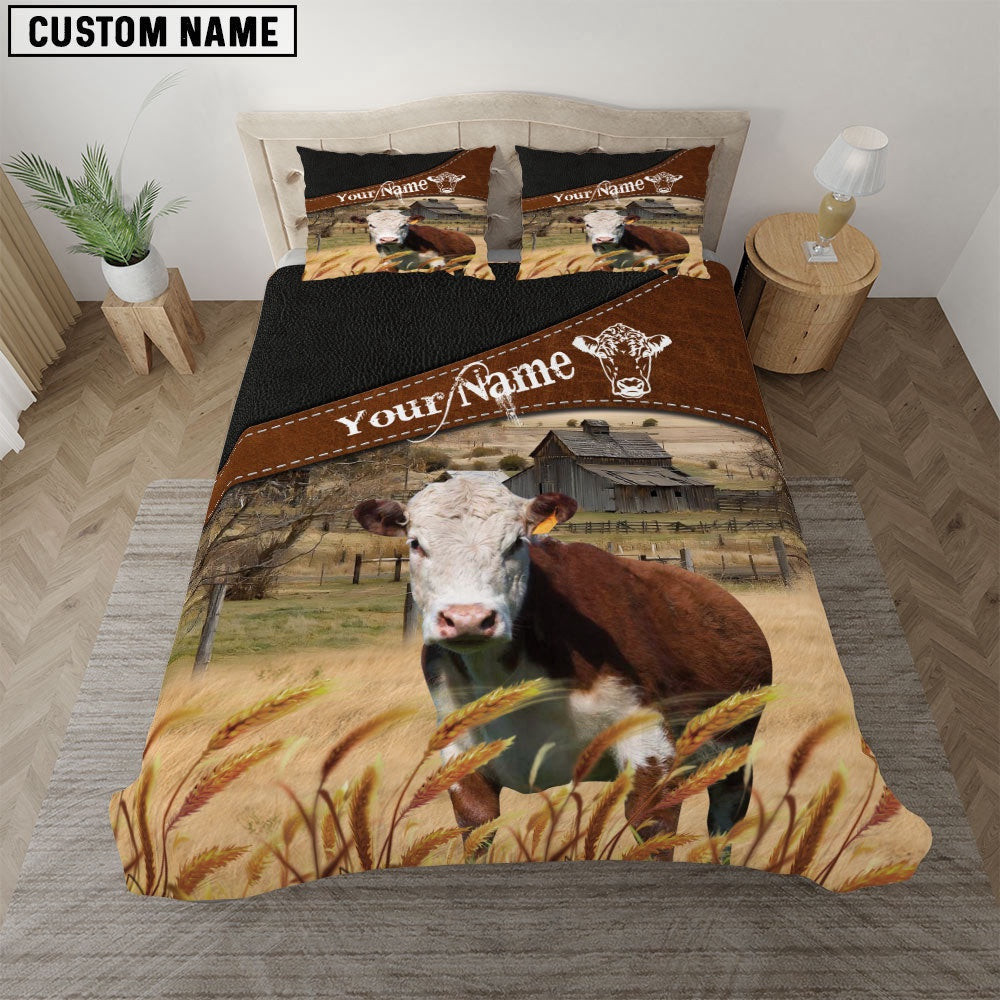 Hereford On The Field Customized Name Bedding Set  Anniversary Gifts For Couples