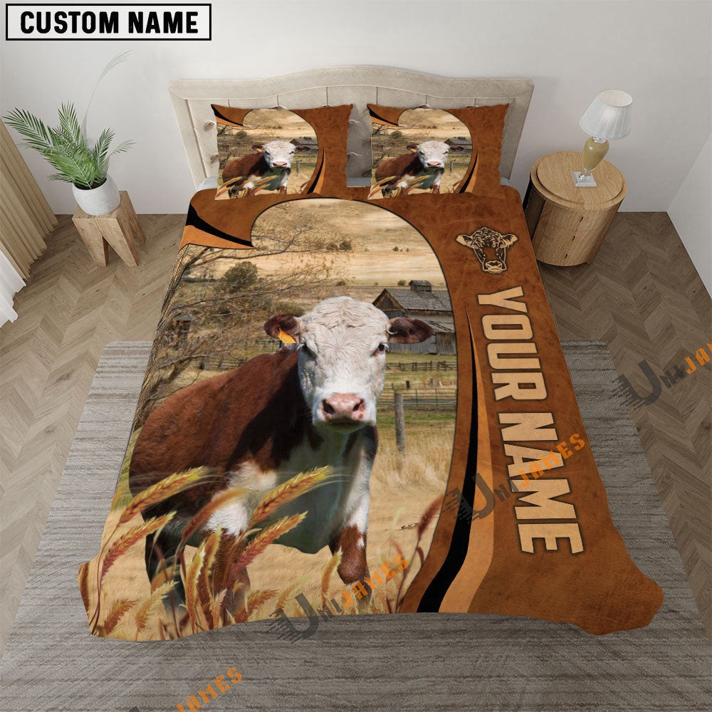 Hereford Premium Brown Pattern Bedding Set  Farm Bedding Set Anniversary Gifts
