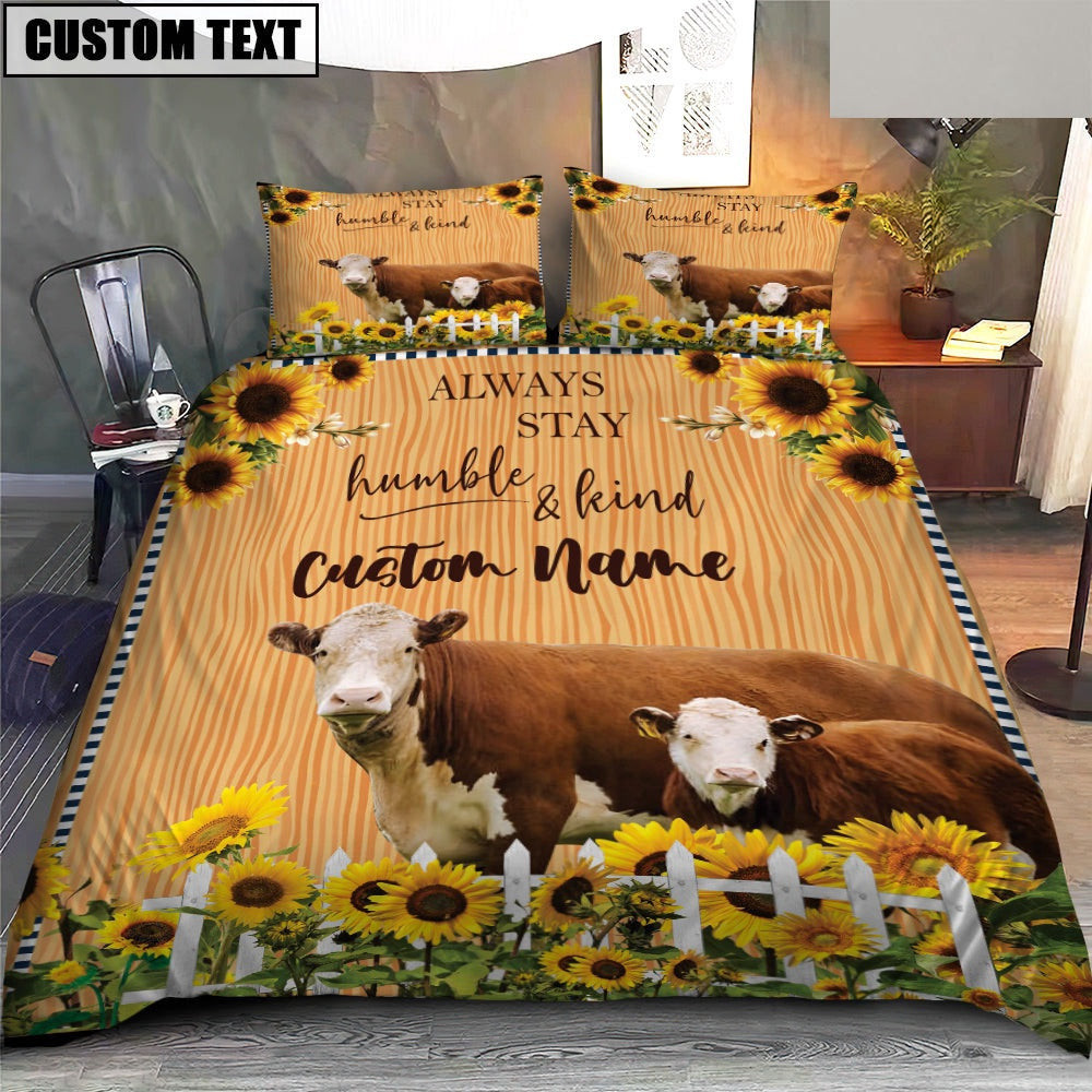 Hereford Stay Humble And Kind Custom Name Bedding Set Anniversary Gifts For Couples