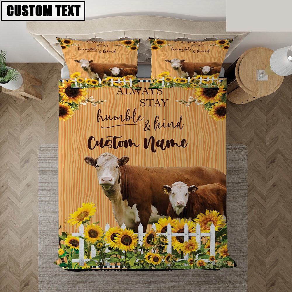 Hereford Stay Humble And Kind Custom Name Bedding Set Anniversary Gifts For Couples