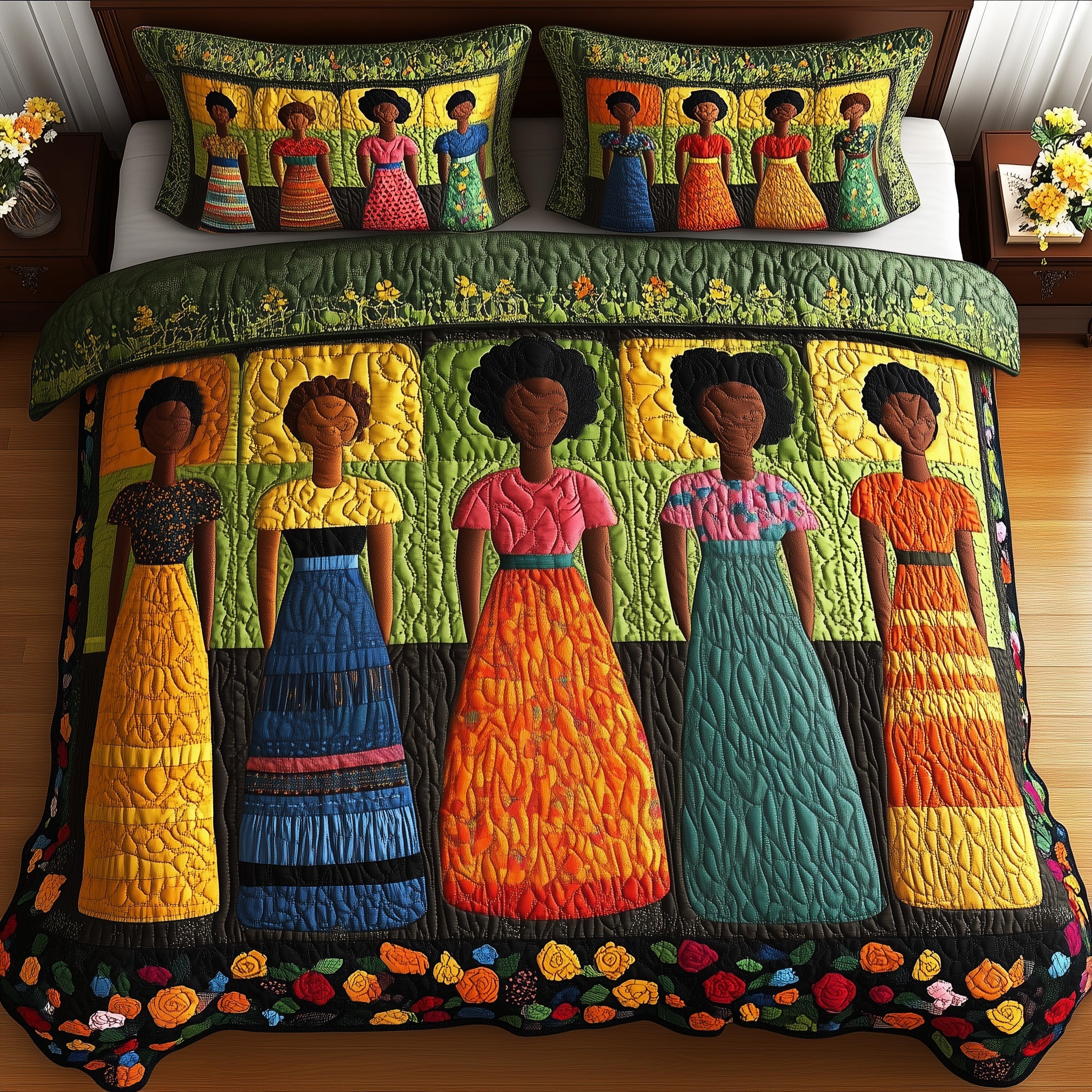 Heritage Beauty Quilted Bedding Set Duvet Cover Merchandise Great Gifts For Black History Month