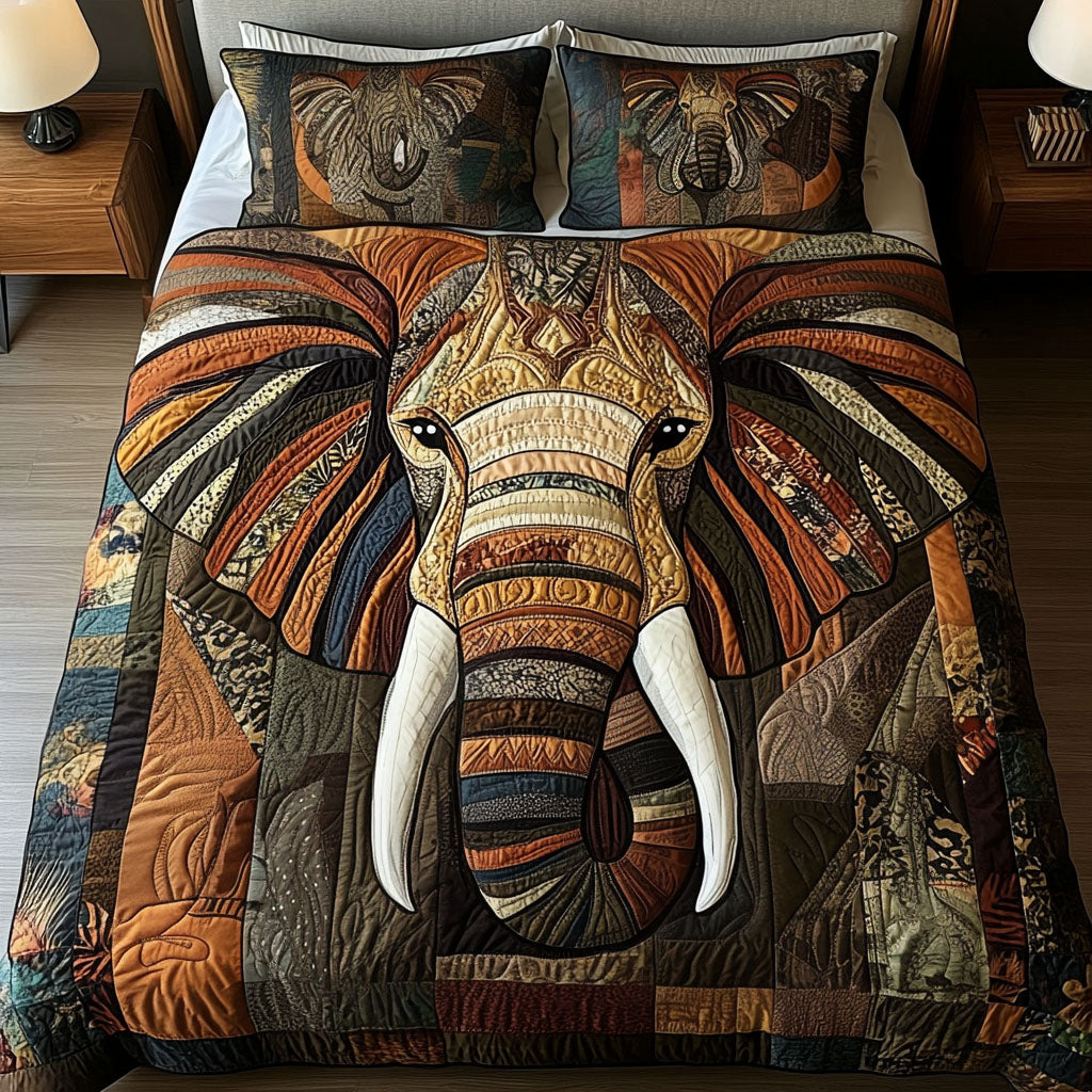 Heritage Elephant Quilted Bedding Set Best Comforter Sets Gift For Elephant Lovers